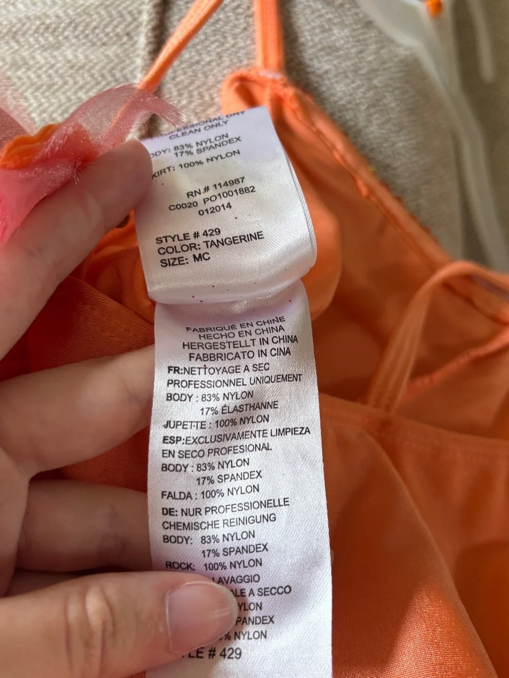 Girls Orange and Pink Tulle Party Costume Dress